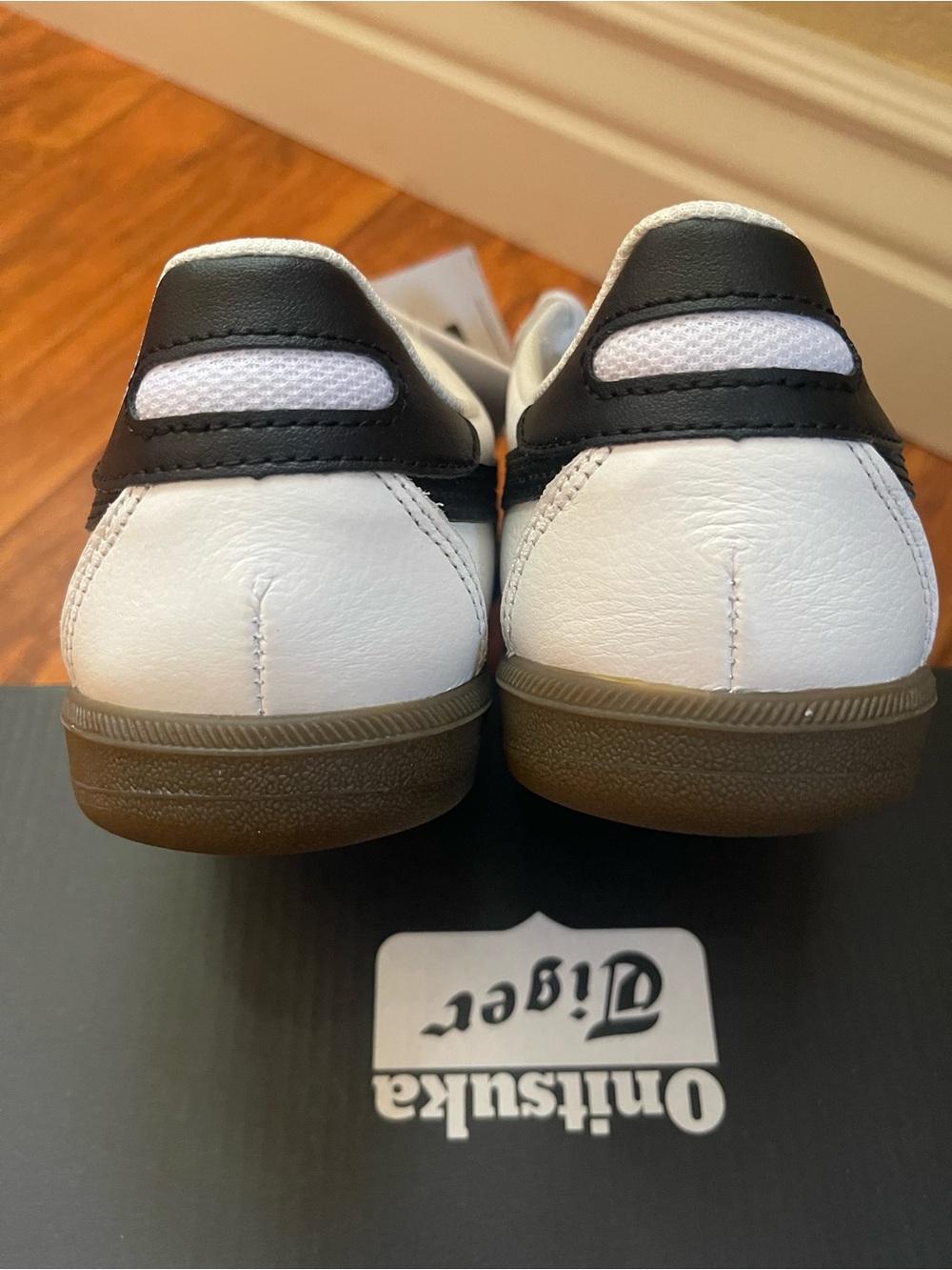 Onitsuka Tiger by Asics White Leather Sneakers with Black Stripes - Picture 13 of 15